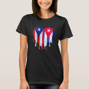 Puerto Rico Cuba Flag Heart Citizen Grown Patriot T-Shirt