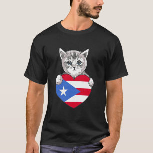 Puerto Rico Cute Cat Boricua Flag Heart Puerto Ric T-Shirt
