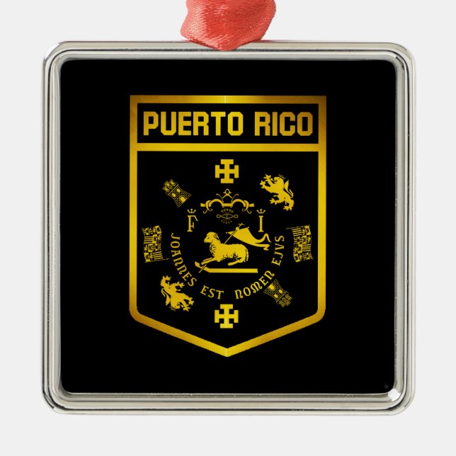 Puerto Rico Emblem Metal Tree Decoration (Front)