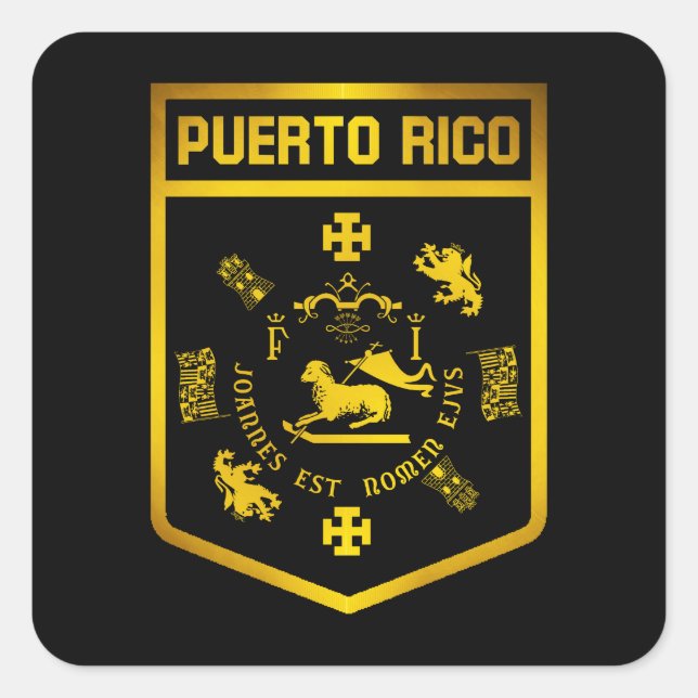 Puerto Rico Emblem Square Sticker (Front)
