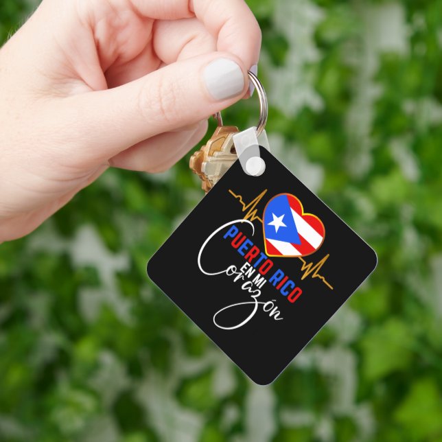 Puerto Rico en mi Corazon Puerto Rican Pride  Key Ring (Hand)