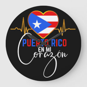Puerto Rico en mi Corazon Puerto Rican Pride Large Clock
