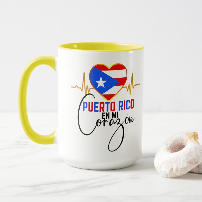 Puerto Rico en mi Corazon Puerto Rican Pride Mug (With Donut)