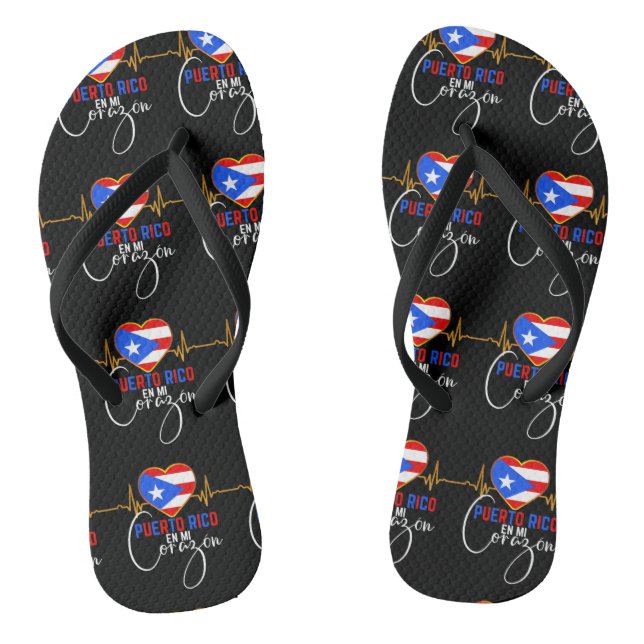 Puerto Rico en mi Corazon Puerto Rican Pride  Thongs (Footbed)