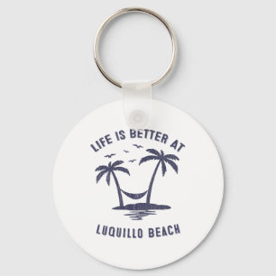 Puerto Rico Family Vacation Vintage Luquillo Beach Key Ring