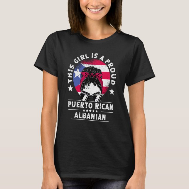 Puerto Rico Flag Albania Grown Women Girl Pride T-Shirt (Front)