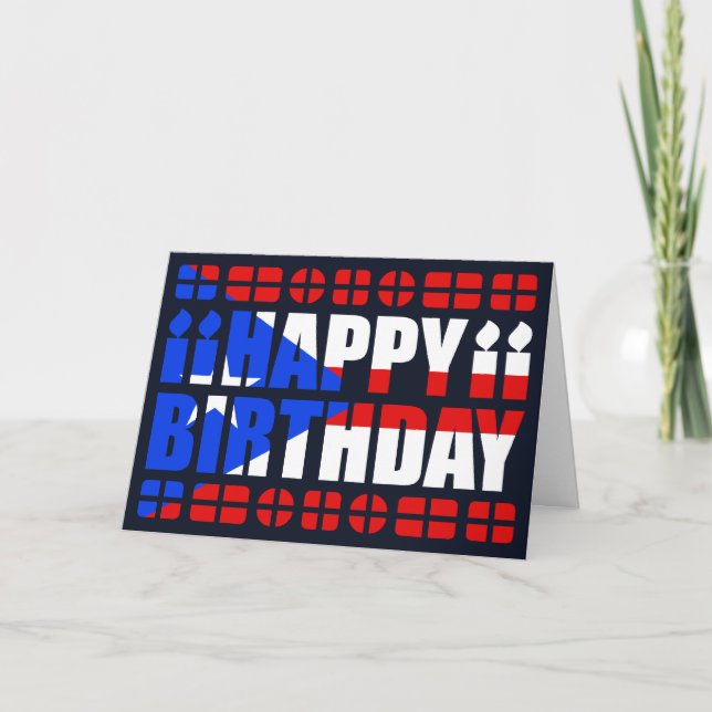 Puerto Rico Flag Birthday Card (Front)