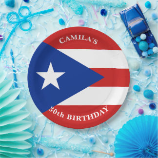 Puerto Rico Flag Birthday Party Paper Plate