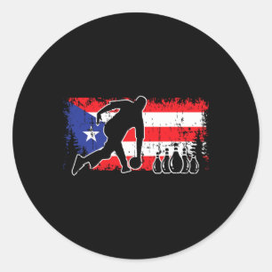 Puerto Rico Flag Bowling League Team Coach Patriot Classic Round Sticker