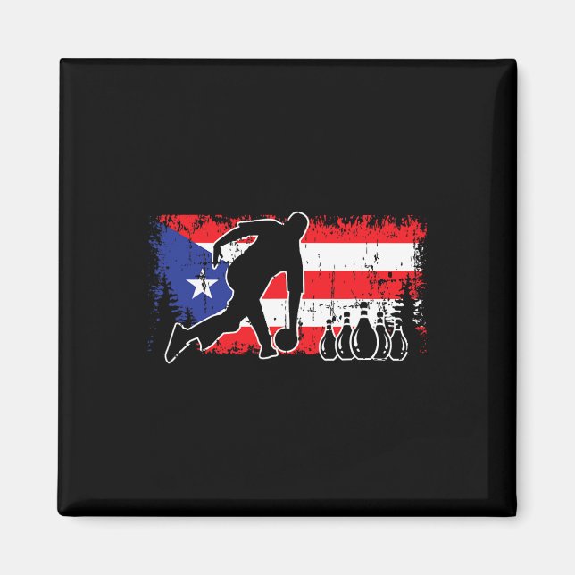 Puerto Rico Flag Bowling League Team Coach Patriot Magnet (Front)