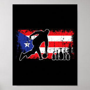 Puerto Rico Flag Bowling League Team Coach Patriot Poster