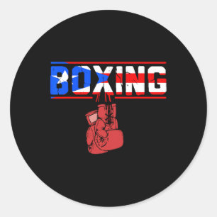 Puerto Rico Flag Boxers Boxing Gloves Distressed V Classic Round Sticker