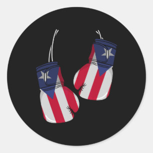 Puerto Rico Flag Boxing Gloves Boxer Boricua Patri Classic Round Sticker
