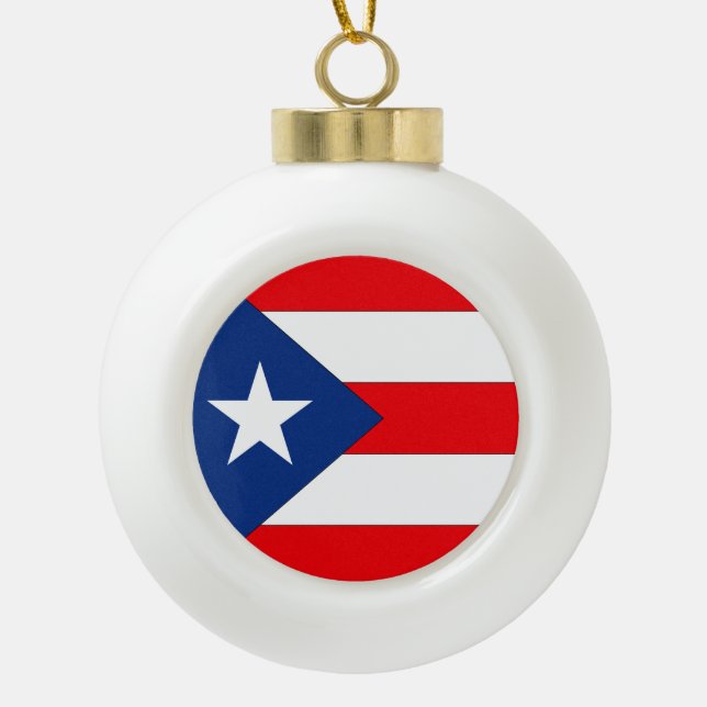 Puerto Rico Flag Ceramic Ball Christmas Ornament (Front)