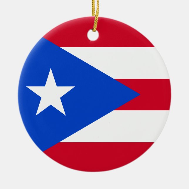 Puerto Rico Flag Ceramic Tree Decoration (Front)