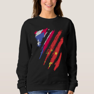 Puerto Rico Flag China Grown Patriot Country Strip Sweatshirt