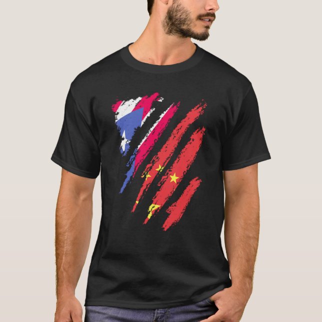 Puerto Rico Flag China Grown Patriot Country Strip T-Shirt (Front)