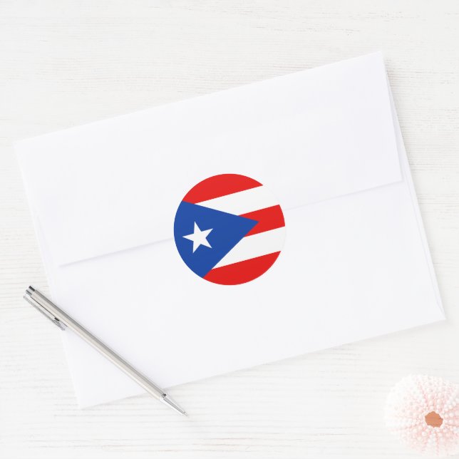Puerto Rico flag Classic Round Sticker (Envelope)