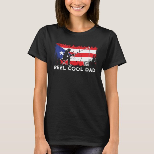 Puerto Rico Flag Cool Dad Fishing Fisherman Father T-Shirt (Front)