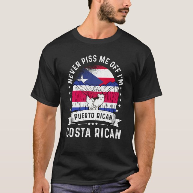 Puerto Rico Flag Costa Rica Grown Humour Pride T-Shirt (Front)