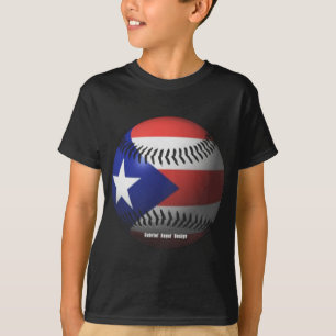 Puerto Rico Flag Covering a Baseball T-Shirt