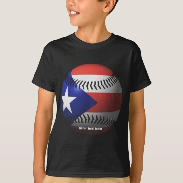 Puerto Rico Flag Covering a Baseball T-Shirt (Front)