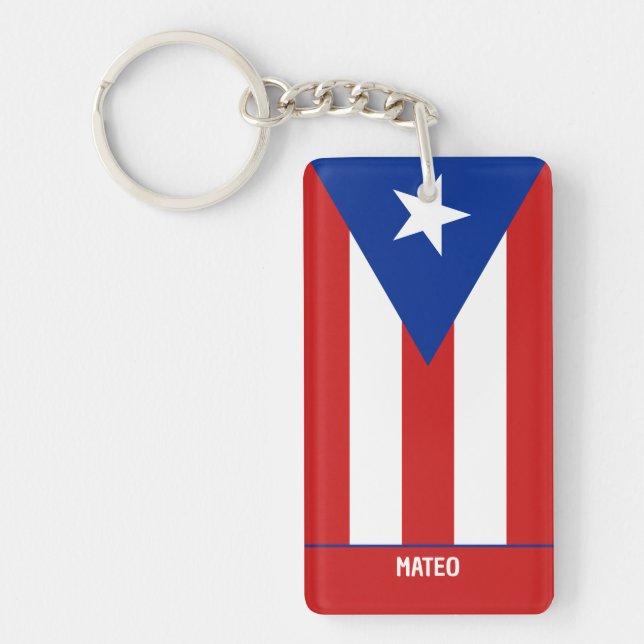 Puerto Rico Flag Custom Key Ring (Front)