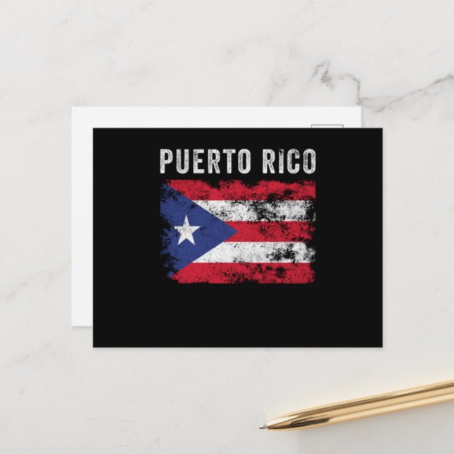 Puerto Rico Flag Distressed Postcard (Front/Back In Situ)