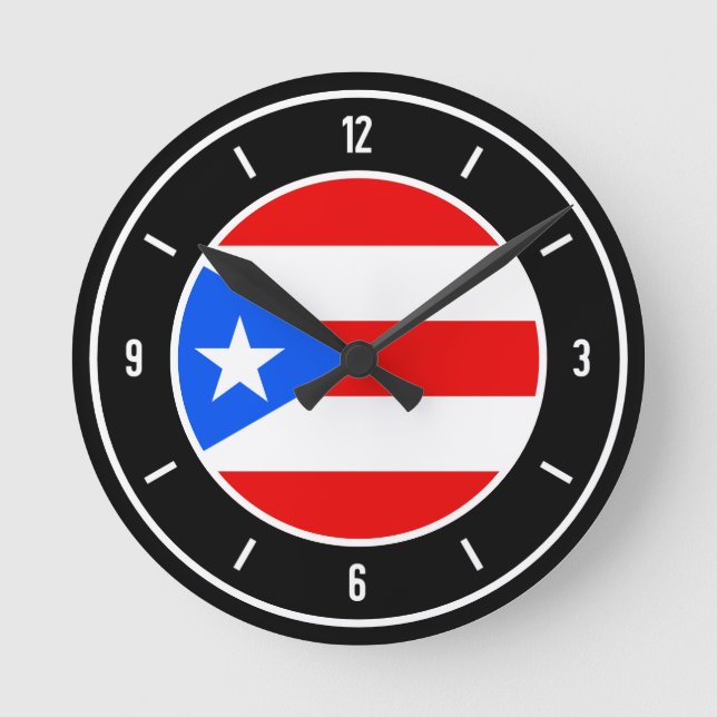 Puerto Rico Flag Elegant Round Clock (Front)