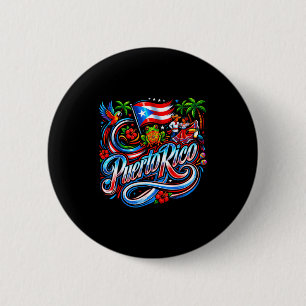 Puerto rico flag floral frog boricua hispanic 6 cm round badge
