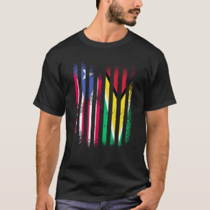 Puerto Rico Flag Guyana Grown Country Flags Stripe T-Shirt