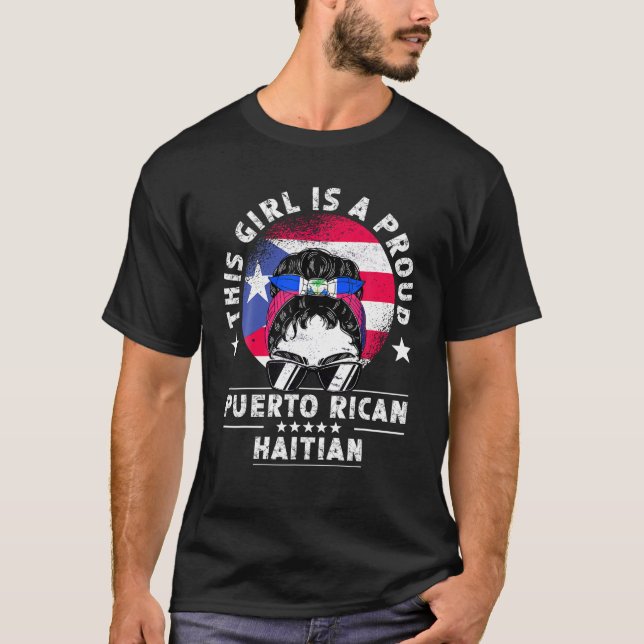 Puerto Rico Flag Haiti Grown Women Girl Pride T Sh T-Shirt (Front)