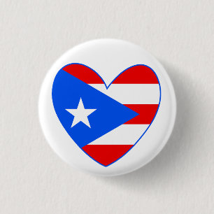 Puerto Rico flag heart 3 Cm Round Badge