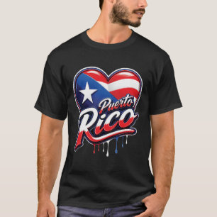 Puerto Rico Flag Heart Caribbean Island Heritage C T-Shirt