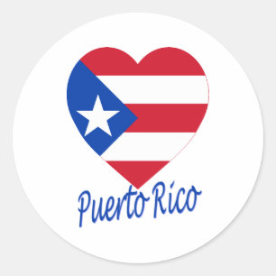 Puerto Rico Flag Heart Classic Round Sticker