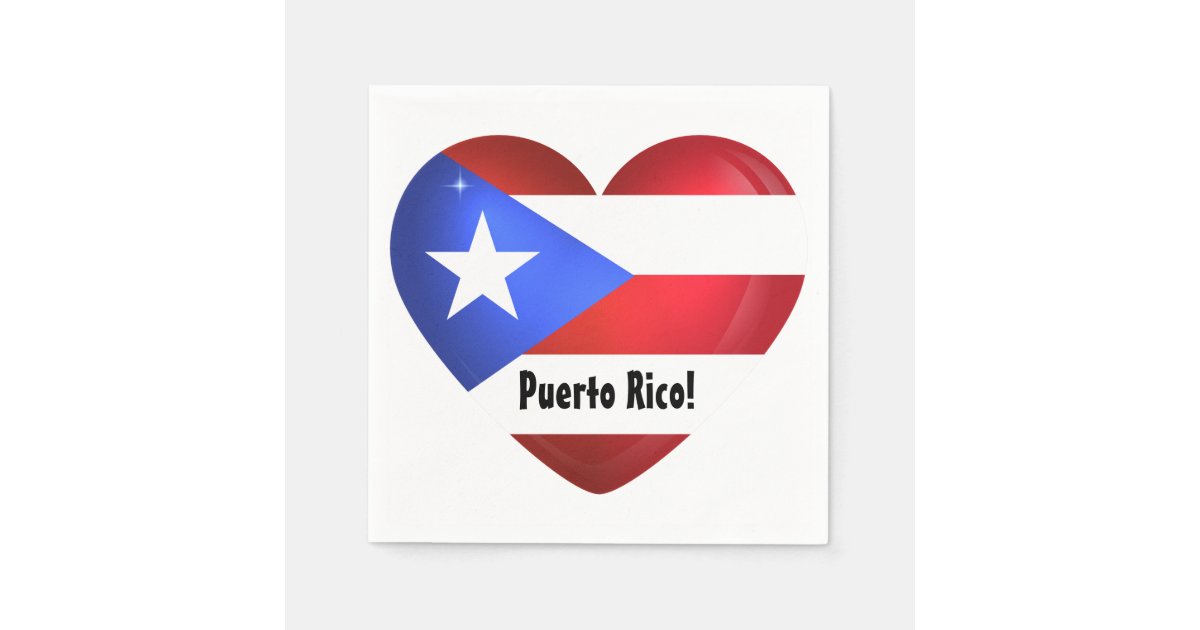 Puerto Rico Flag Heart Napkin Zazzle