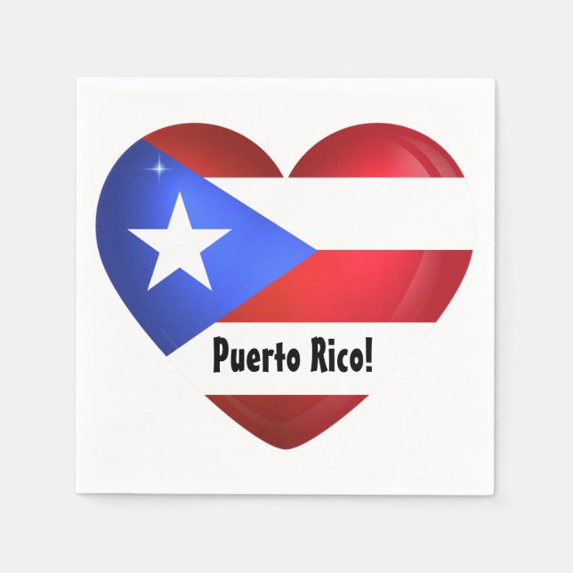 Puerto Rico Flag Heart Napkin (Front)