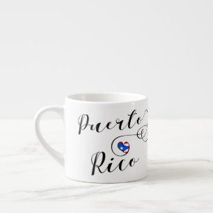 Puerto Rico Flag Heart, Puerto Rican Espresso Cup