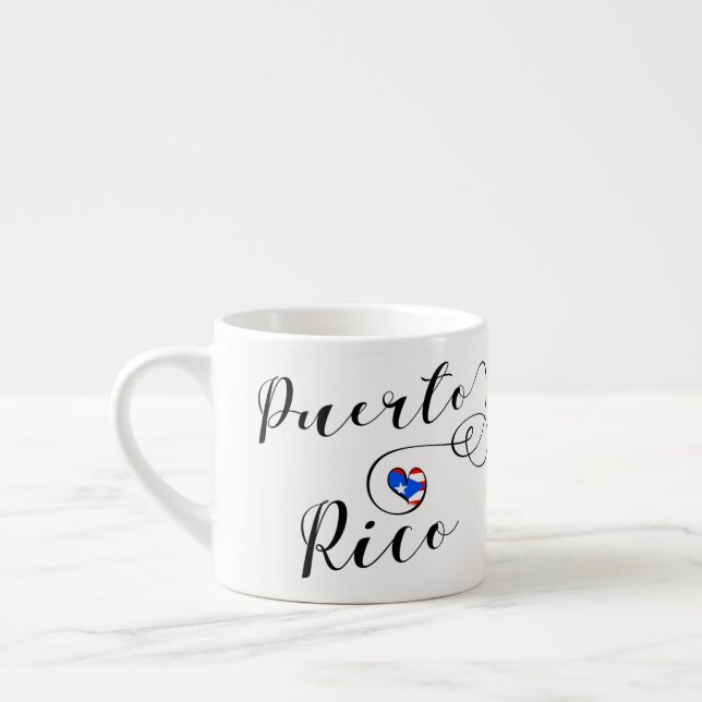 Puerto Rico Flag Heart, Puerto Rican Espresso Cup (Left)