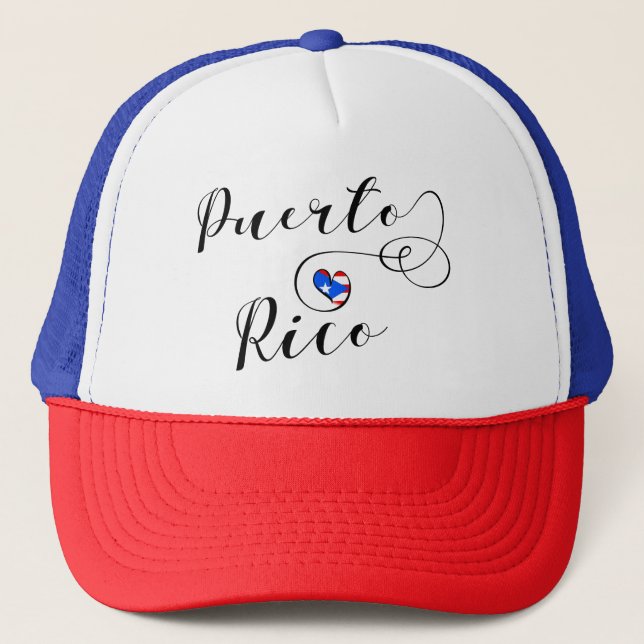 Puerto Rico Flag Heart, Puerto Rican Trucker Hat (Front)