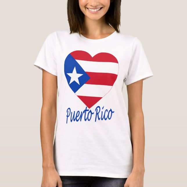 Puerto Rico Flag Heart T-Shirt (Front)