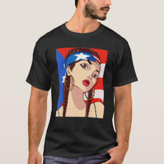 Puerto Rico Flag Hip Hop Girl Latino Rican Pride B T-Shirt