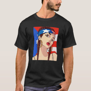 Puerto Rico Flag Hip Hop Girl Latino Rican Pride B T-Shirt