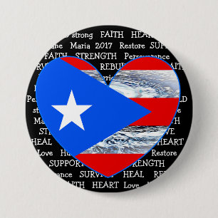 Puerto Rico Flag Hurricane Maria 2017 Button