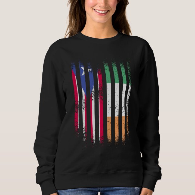 Puerto Rico Flag Ireland Grown Country Flags Strip Sweatshirt (Front)