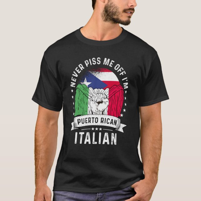 Puerto Rico Flag Italy Grown Humour Pride T-Shirt (Front)