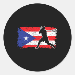 Puerto Rico Flag Lacrosse Lover Lax Player Us Flag Classic Round Sticker