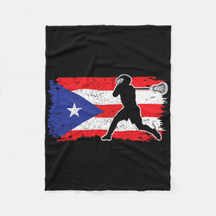 Puerto Rico Flag Lacrosse Lover Lax Player Us Flag Fleece Blanket
