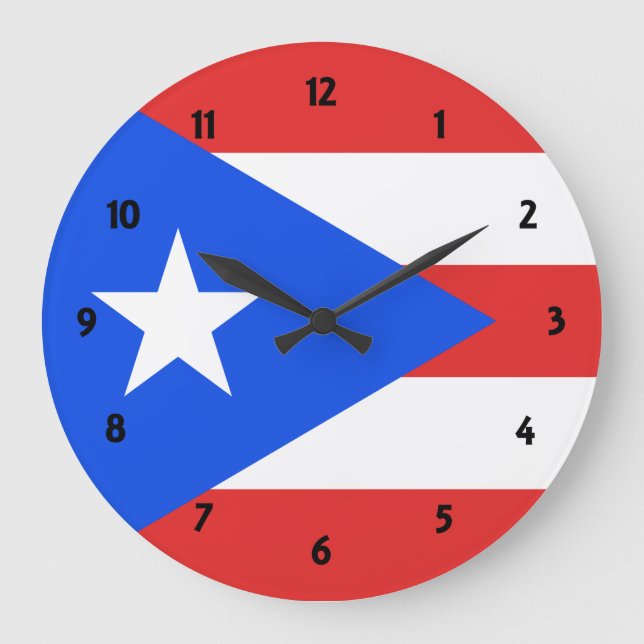 Puerto Rico Flag Large Clock (Front)