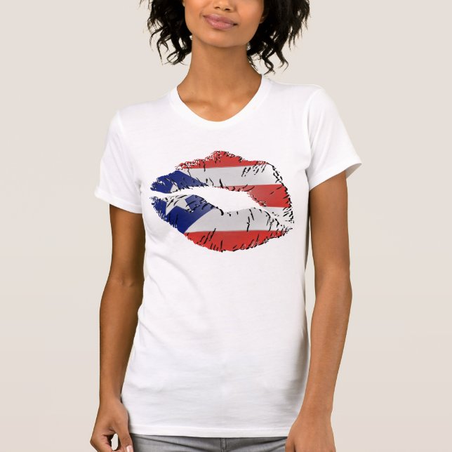 Puerto Rico Flag Lips T-Shirt (Front)
